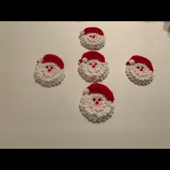 Christmas Santa Face Five Vintage New Ornament Handmade Crochet - Picture 7 of 9